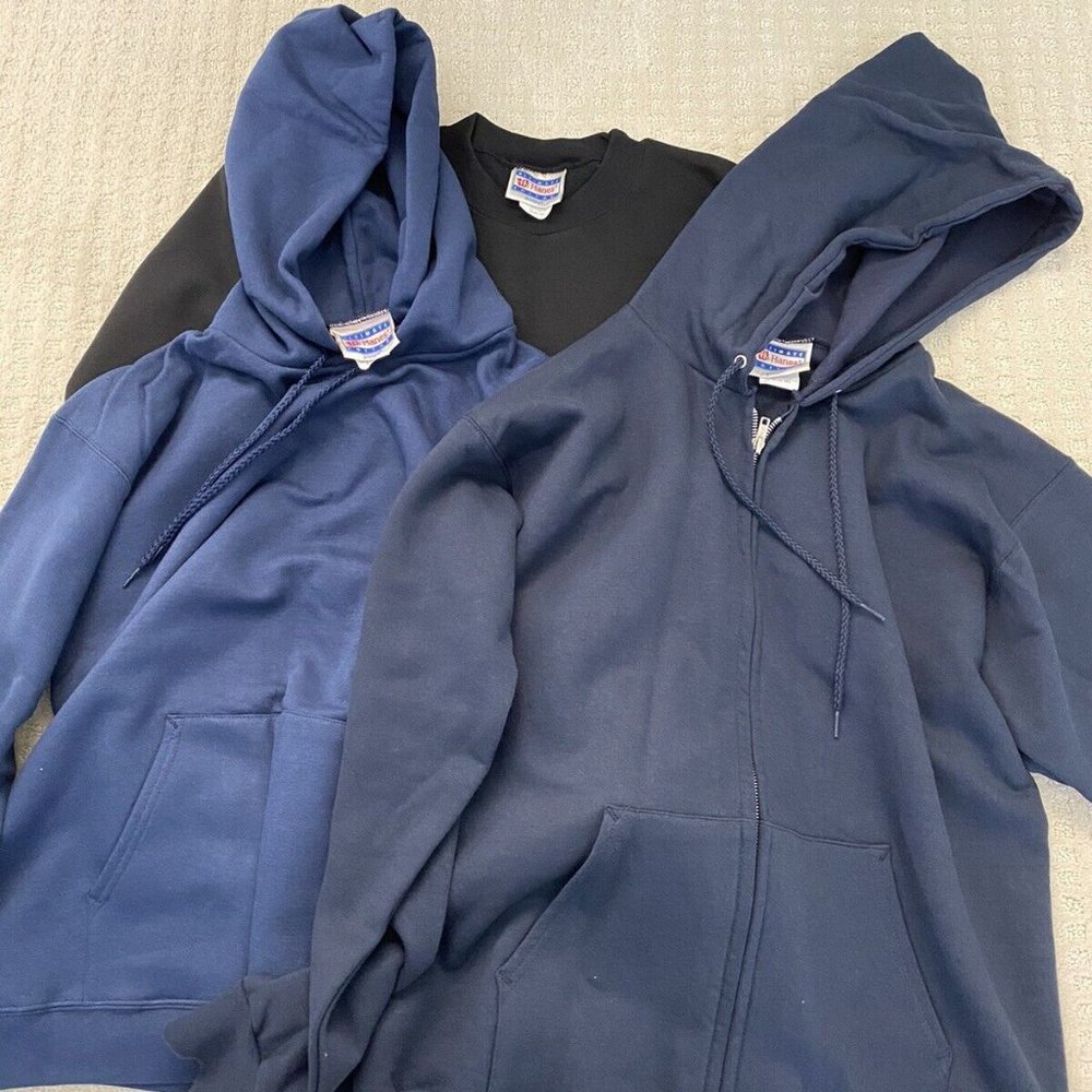Lot of 3 Hanes Ultimate Sweatshirt Hoodie Mens S Brand New Black Blue Cotton
